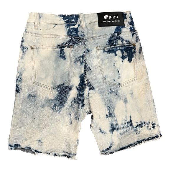 GUAPI Mens Distressed Tie Dye Denim shorts Size 32 NWT Pockets Streetwear - Picture 2 of 9